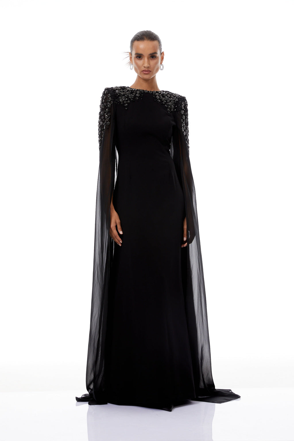Yseult Black Embellished Maxi Gown