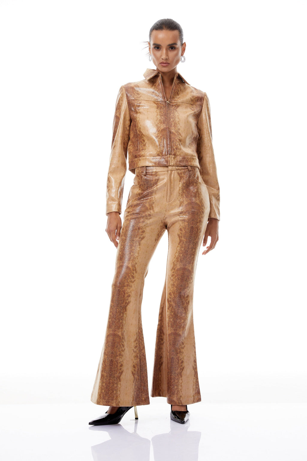 Flavie Brown Ombré Snake Print Jacket & Trousers Set