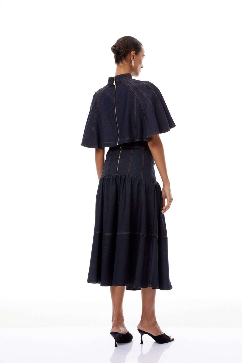 Octavie Indigo Blue Contrast Stitching Denim Set