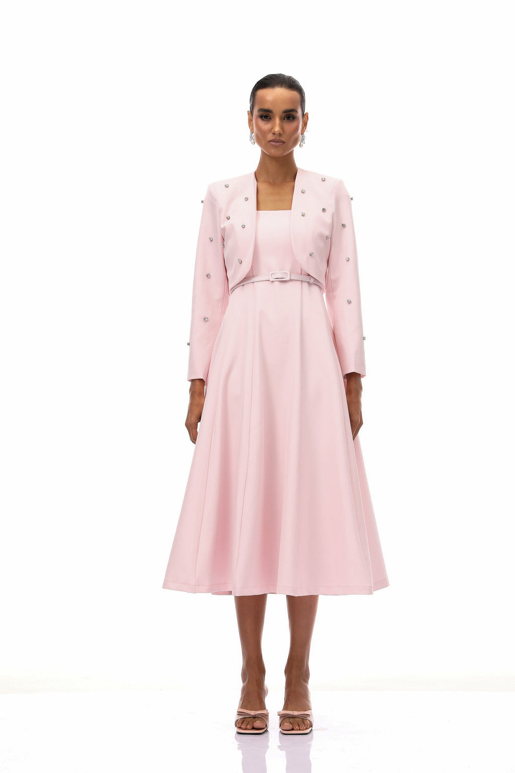 Valéria Pink Crystal Embellished Jacket & Dress Set