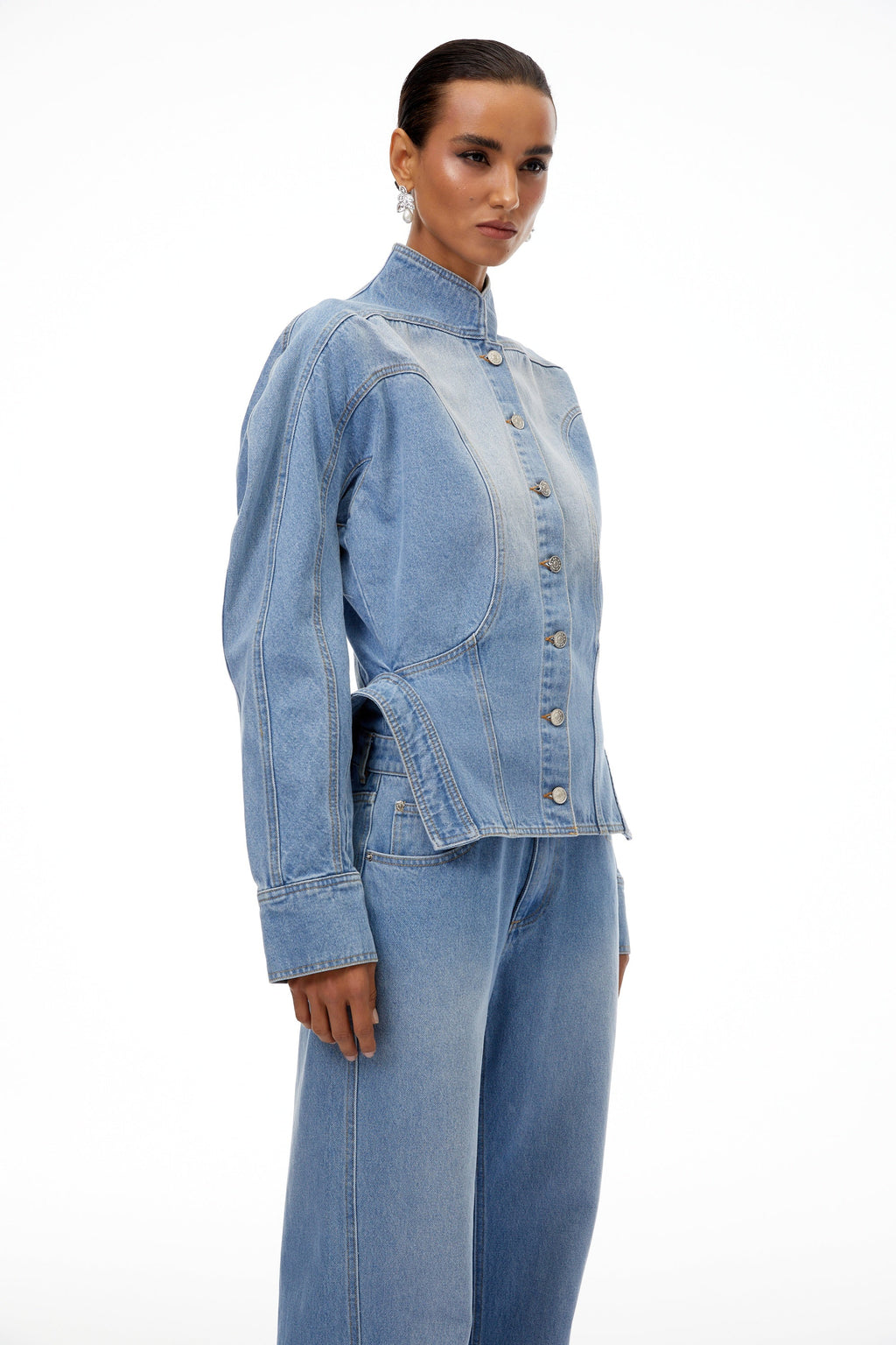 Amandine Light Blue Barrel Waist Denim Jacket