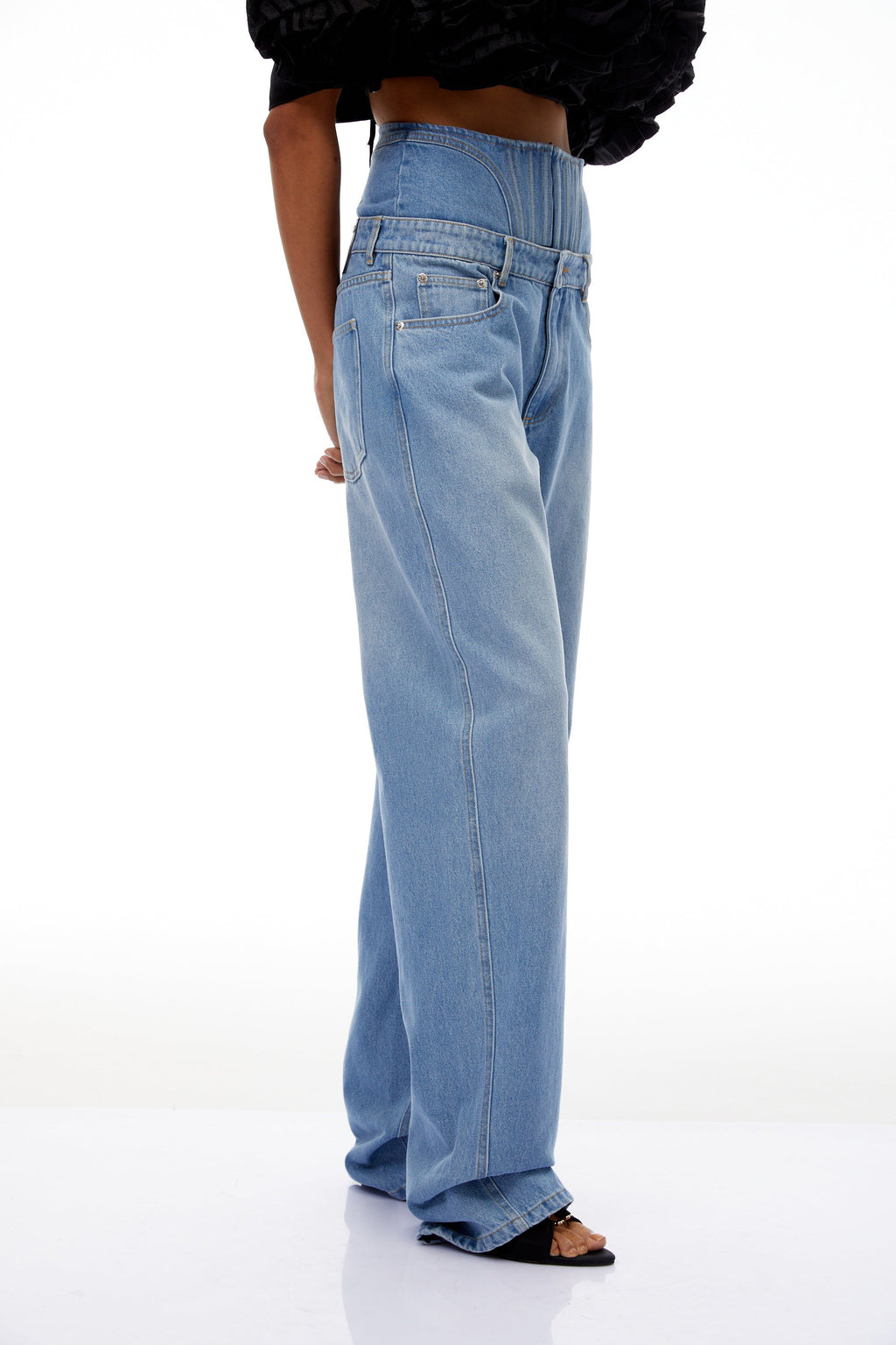 Cosmina Light Blue Corset Panel Denim Jeans