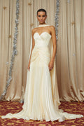 Roxane Yellow Cinched Waist Ruched Maxi Dress