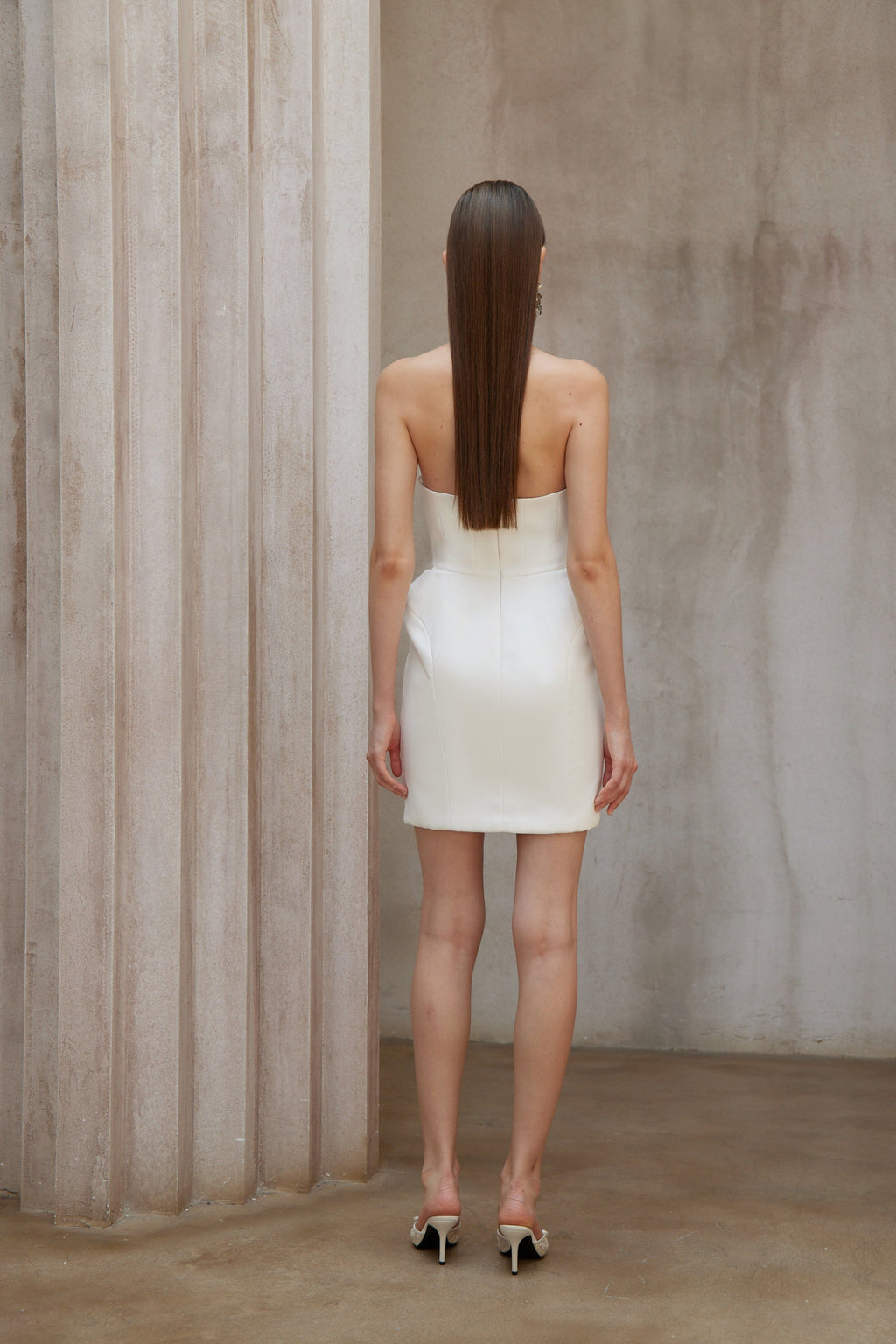 Alba White Barrel Waist Corset Mini Dress