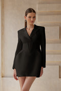 Inmaculada Black Boned Bodice Mini Blazer Dress