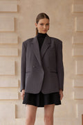 Eléonore Grey Double-Breasted Oversize Blazer