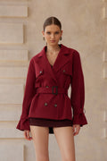 Martine Red Double-Breasted Trench Coat