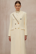 Alexa White Embroidered Double-Breasted Overcoat