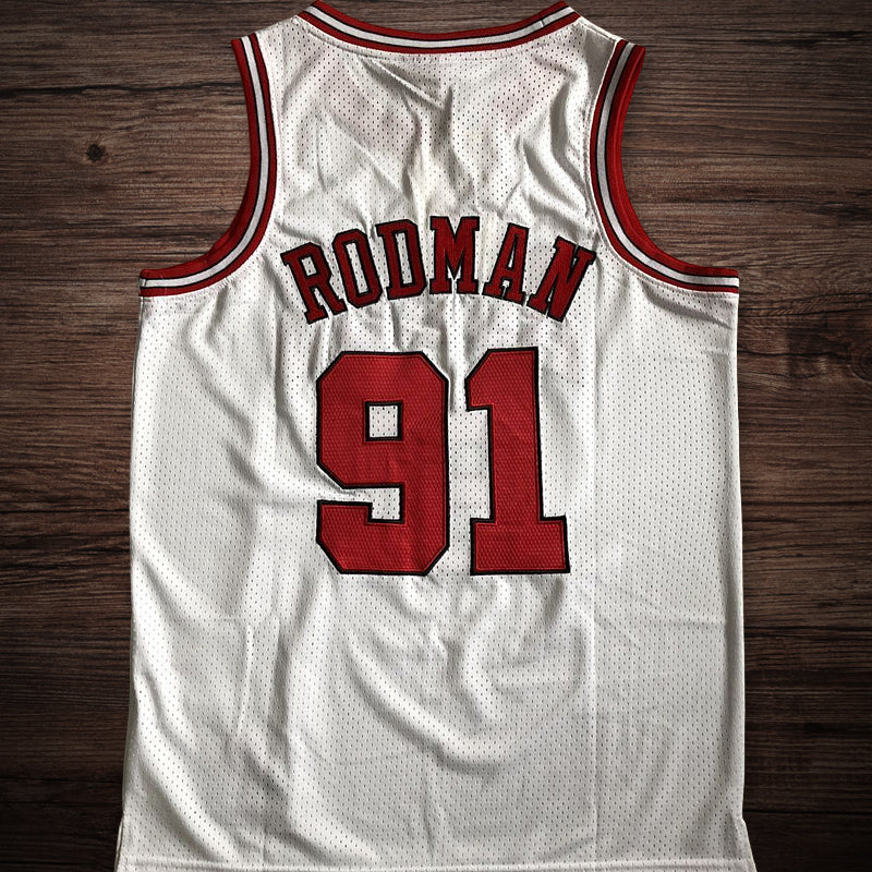Men’s Chicago Bulls 1997-98 #91 Dennis Rodman Jersey White