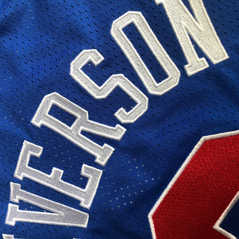 Men’s Philadelphia 76ers #3 IVERSON Blue Short Sleeve Jersey