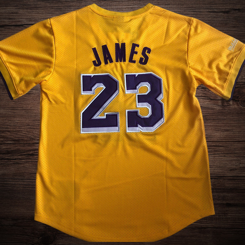 Men’s Los Angeles Lakers #23 James Yellow Short Sleeve Jersey