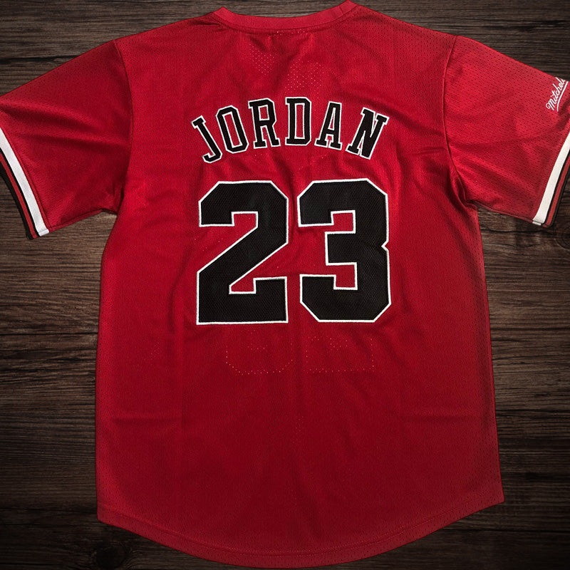 Men’s Chicago Bulls Black #23 Jordan Red Short Sleeve Jersey
