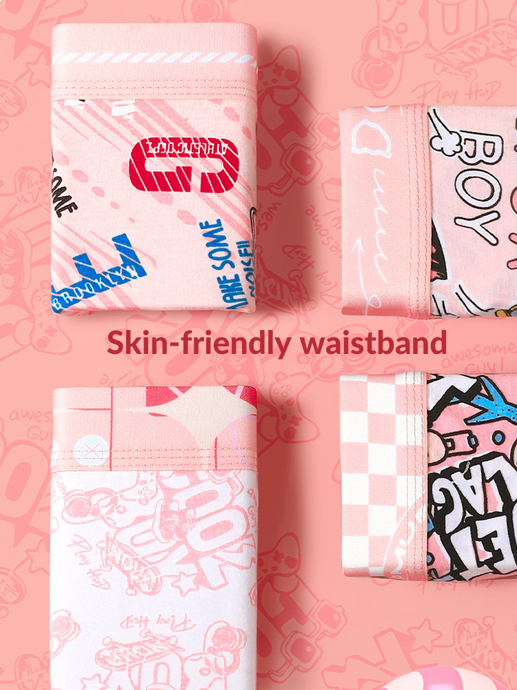 4 Pack Men's Cartoon Cotton Anti-Bacterial Boxer Briefs