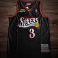 Men’s Sixers 2000-01 NBA Finals #3 Iverson Black jersey