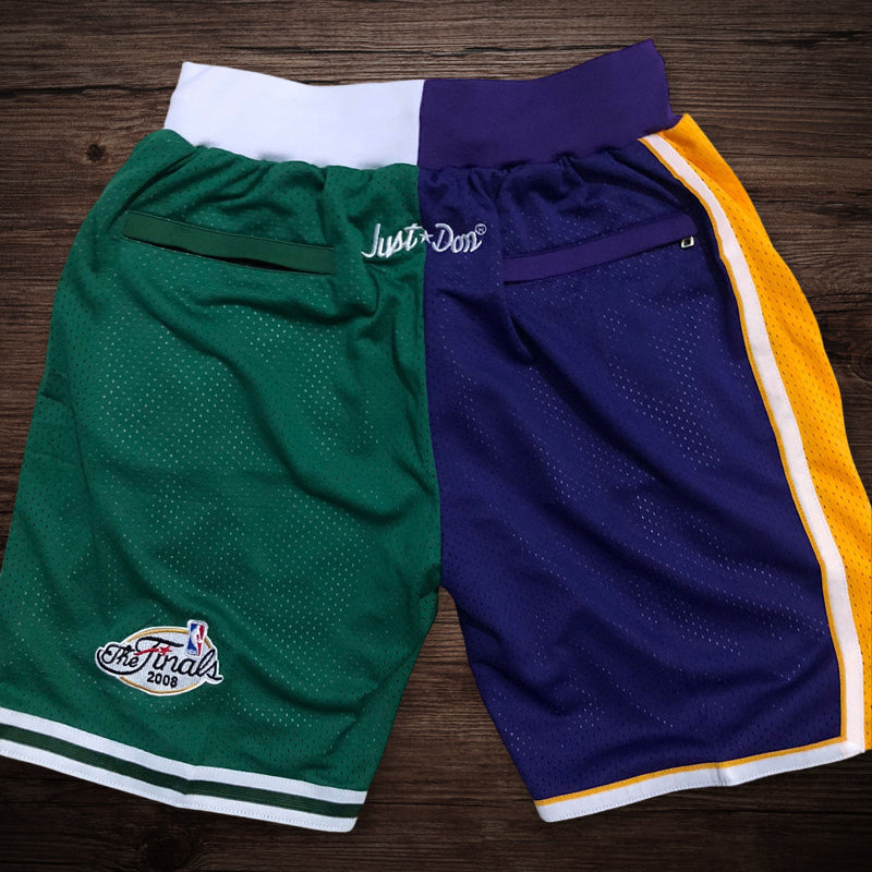 Lakers Celtics Split Shorts
