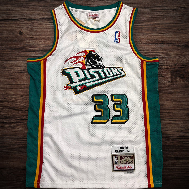 Men’s Detroit Pistons 1998-99 #33 Grant Hill Jeresy in White
