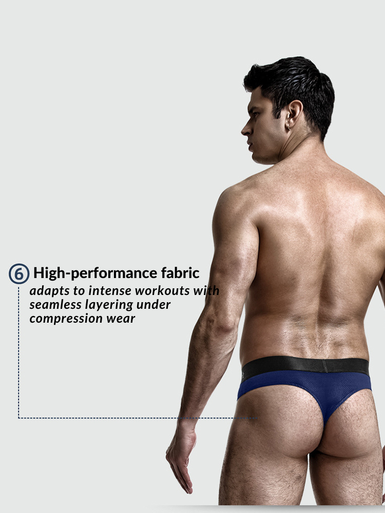 4 Pack Men's Low-Rise Stretchy U-Pouch Thongs