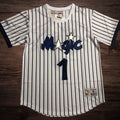 Men’s Orlando Magic #1 McGrady White Stripe Short Sleeve Jersey