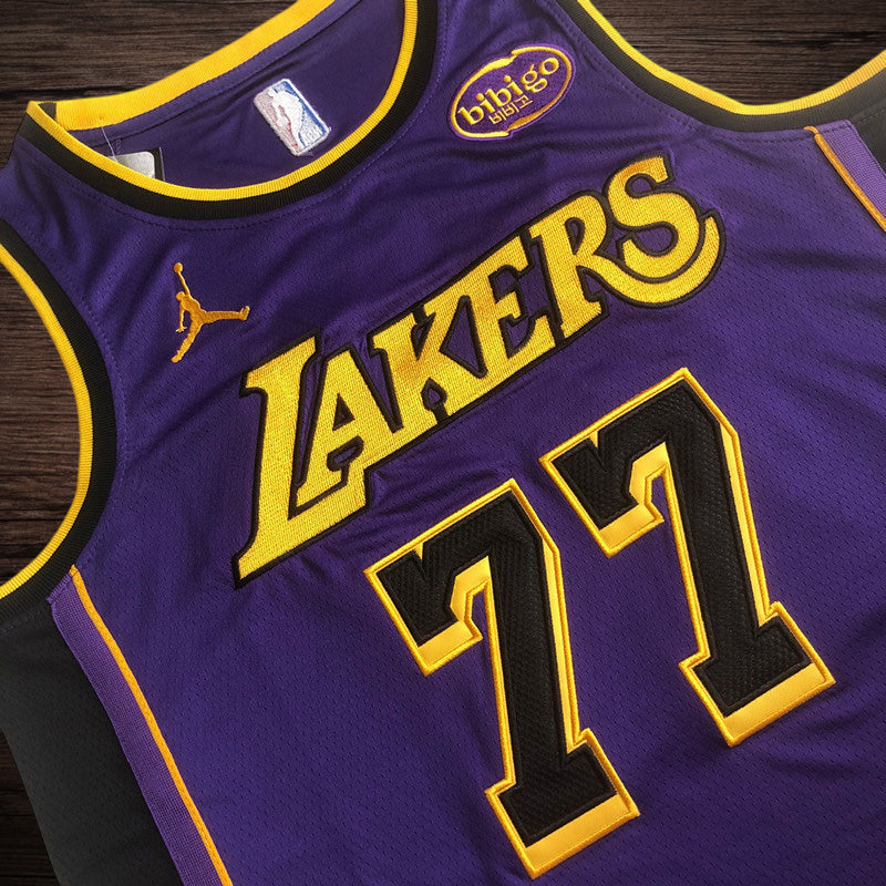 Men’s Los Angeles Lakers #77 Doncic Purple Jersey