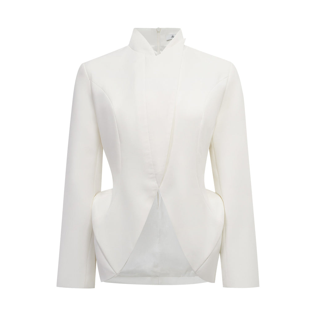 Adriana White Barrel Design Jacket & Skirt Set