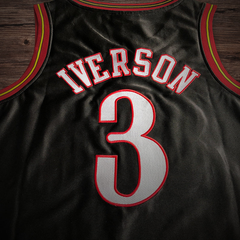 Men’s Sixers 2000-01 NBA Finals #3 Iverson Black jersey