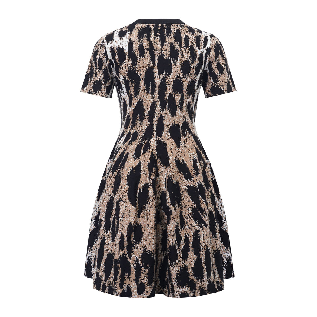 Lucie Brown Leopard Knit Mini Dress