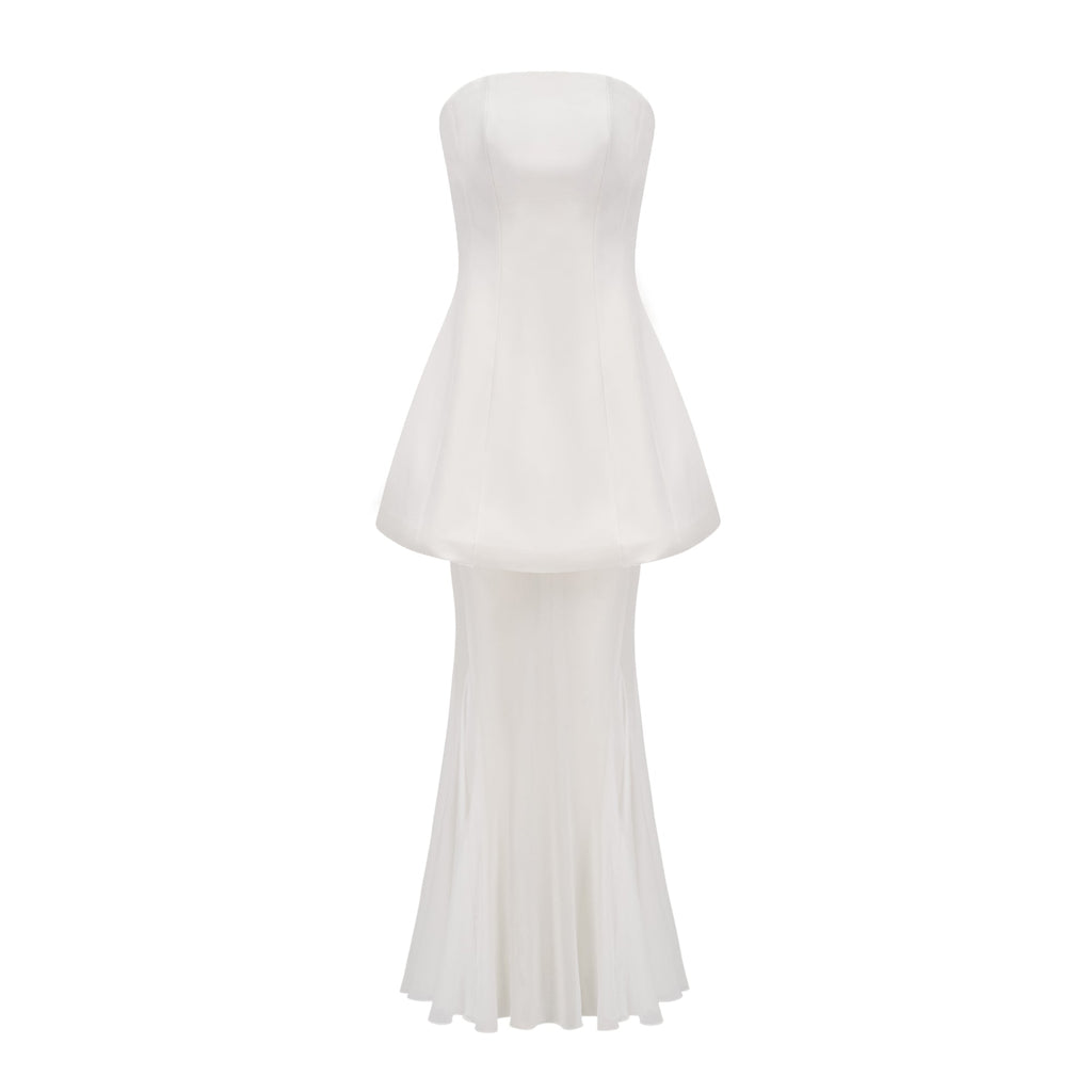 Mélanie White Corset Dress & Mesh Skirt Set