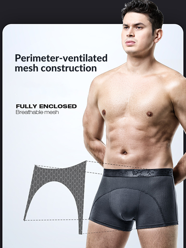 3 Pack Men's Ice Silk Sports Breathable Boxer Briefs