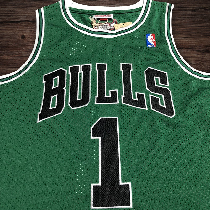 Men’s Chicago Bulls 2008-09 #1 Derrick Rose Green/Black Jersey