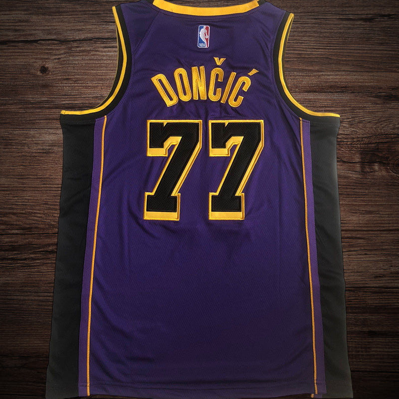 Men’s Los Angeles Lakers #77 Doncic Purple Jersey