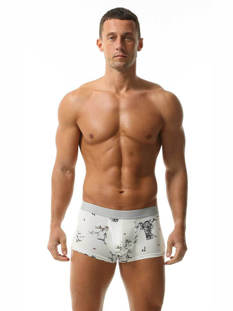 2 Pack Men's U-Pouch Side Vent Printed Trunks