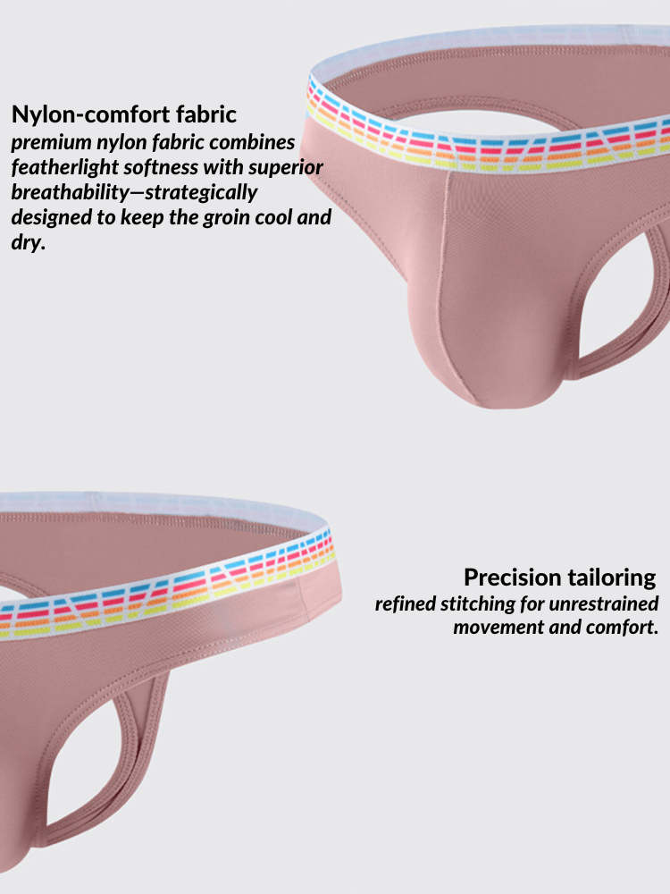 3 Pack Men's Ice Silk Middle-Rise Summer Thongs