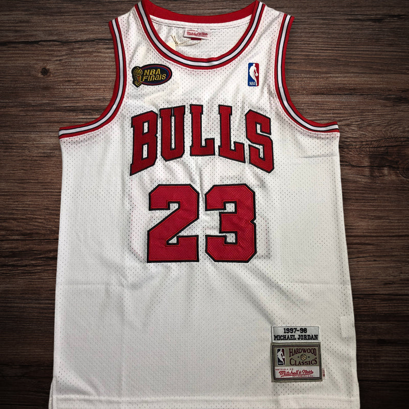 Men’s Chicago Bulls 1997-98 Finals #23 Michael Jordan Jersey White