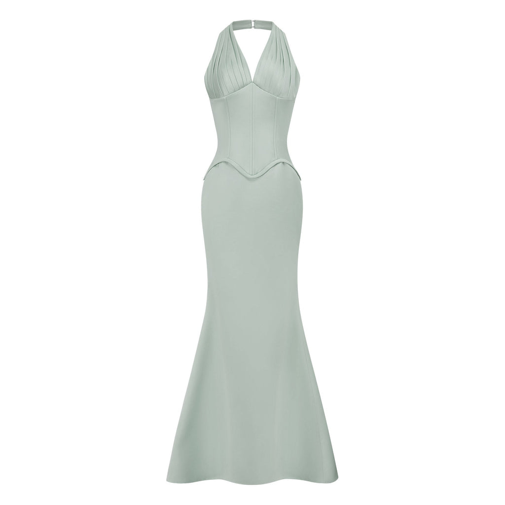 Aurélie Green Halterneck Mermaid Maxi Dress