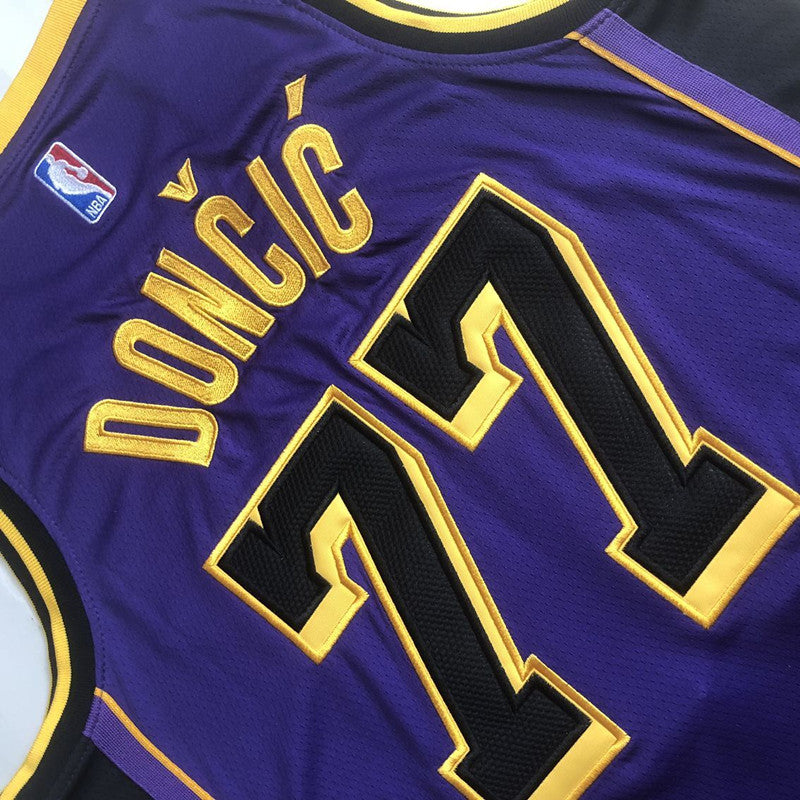 Men’s Los Angeles Lakers #77 Doncic Purple Jersey