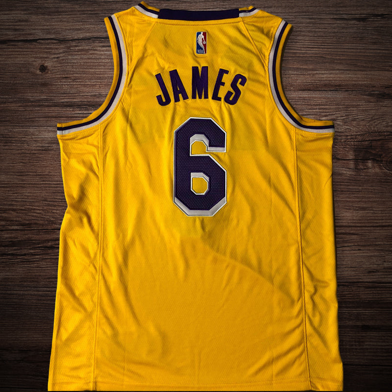 Men’s Los Angeles Lakers #6 James Jersey Yellow