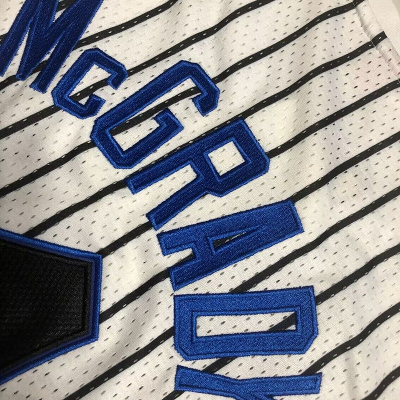 Men’s Orlando Magic #1 McGrady White Stripe Short Sleeve Jersey