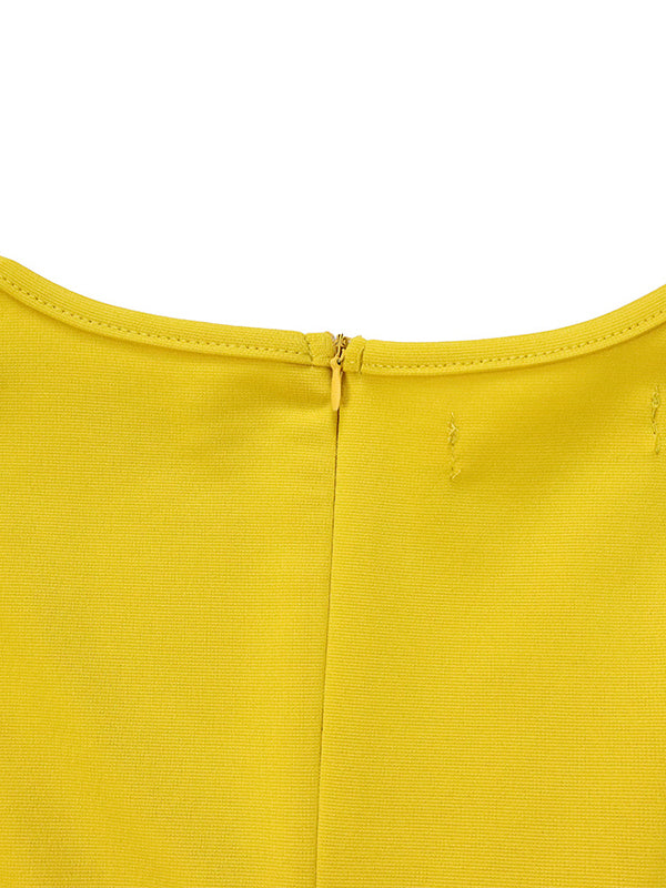 Irregular Clipping Plus Size Belted Solid Color Round-Neck Midi Dresses