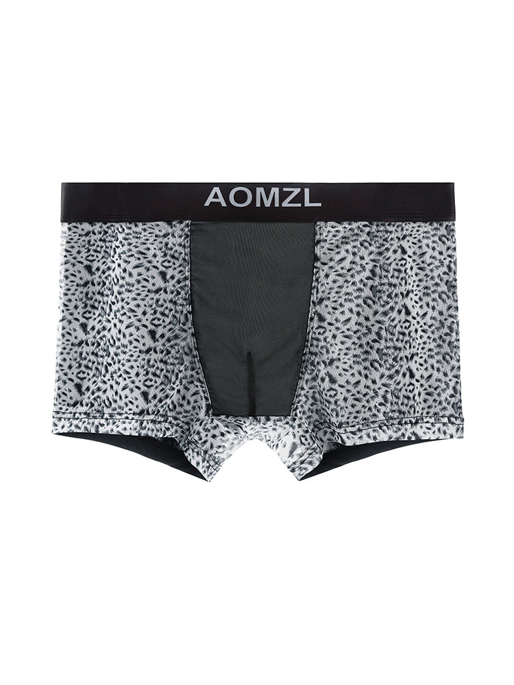 2-pack Men's Leopard Print Sexy Mesh Boxer Briefs
