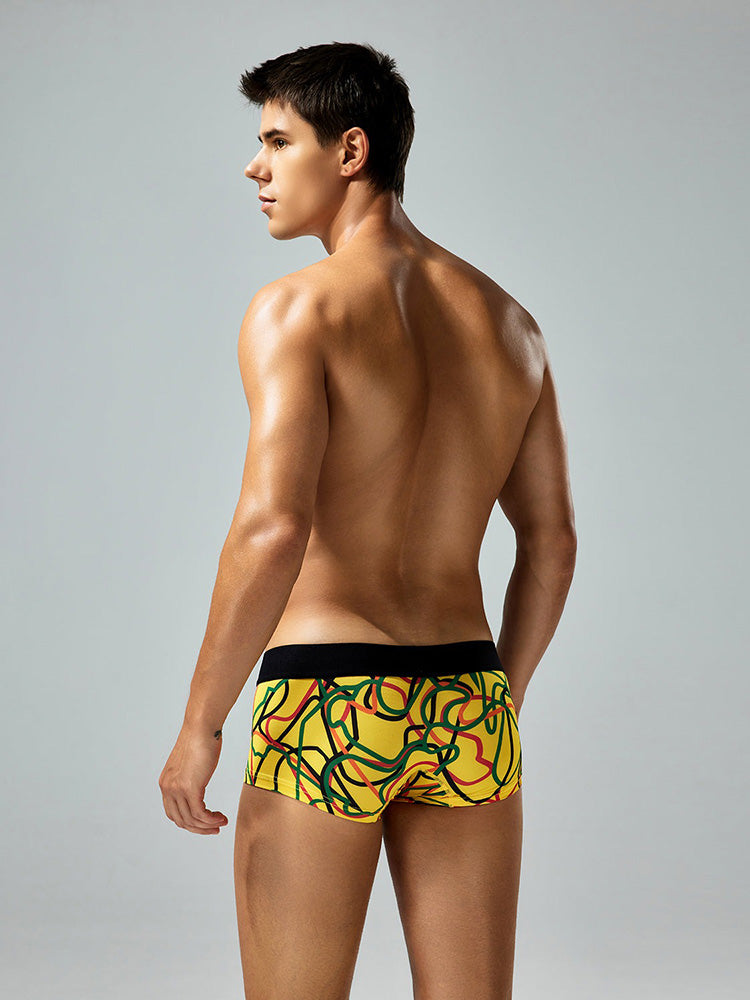 2 Pack Men's Comfortable Breathable Messy Lines Polyester Boxer Briefs