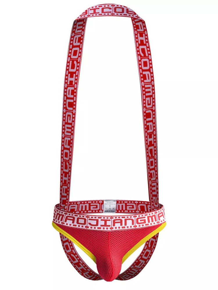 Men's Sexy Mesh U-convex Large Pouch Breathable Vest One-piece Suspender T-back