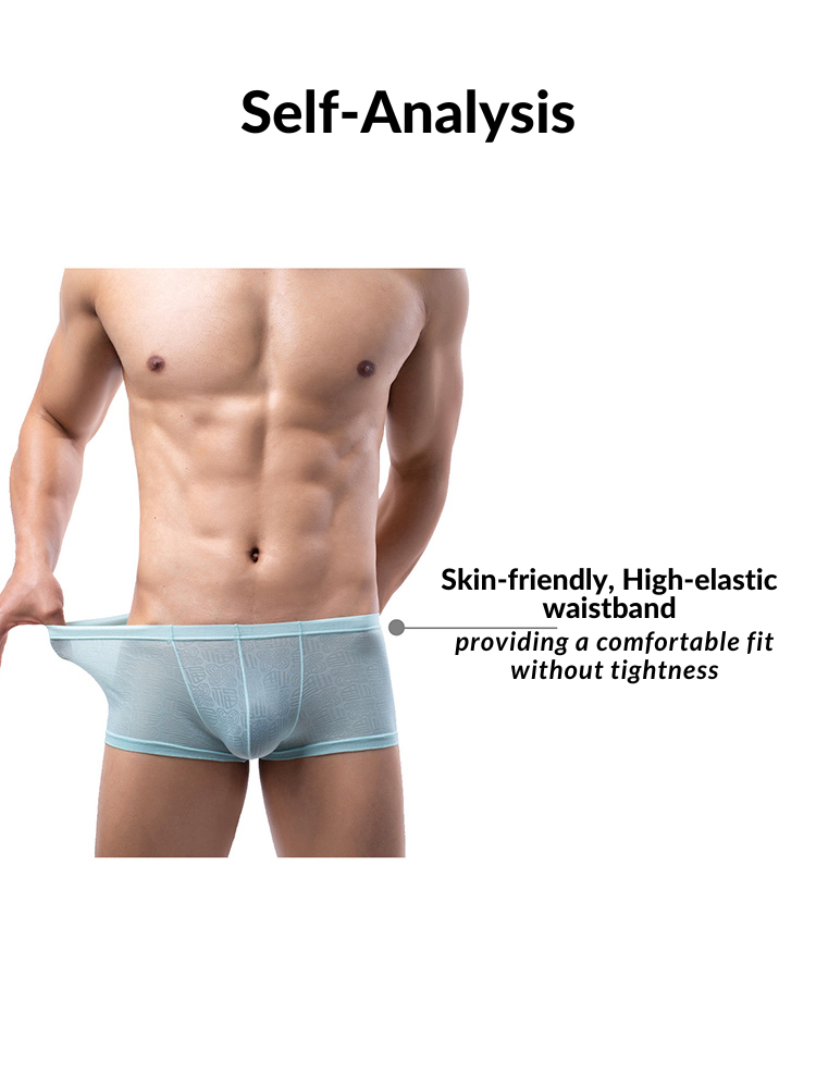 4 Pack Men's Sexy Breathable Jacquard Trunks