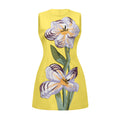 Irène Yellow Sequin Floral Embroidered Mini Dress