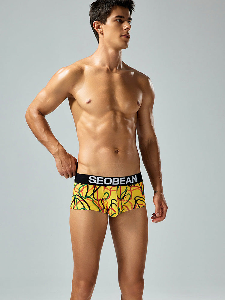 2 Pack Men's Comfortable Breathable Messy Lines Polyester Boxer Briefs