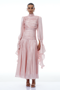 Sarolta Pink Glossy Ruched Maxi Dress