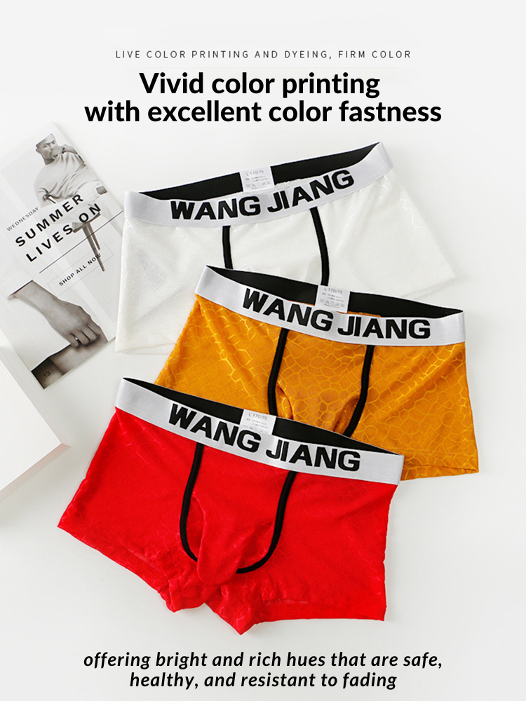 2 Pack Men's Ice Silk Lace Solid Sexy Trunks