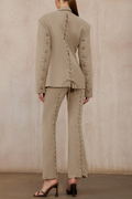 Prunille Khaki Lace-Up Blazer & Trousers Set