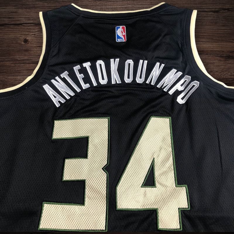 Men’s Milwaukee Bucks #34 Antetokounmpo black jersey