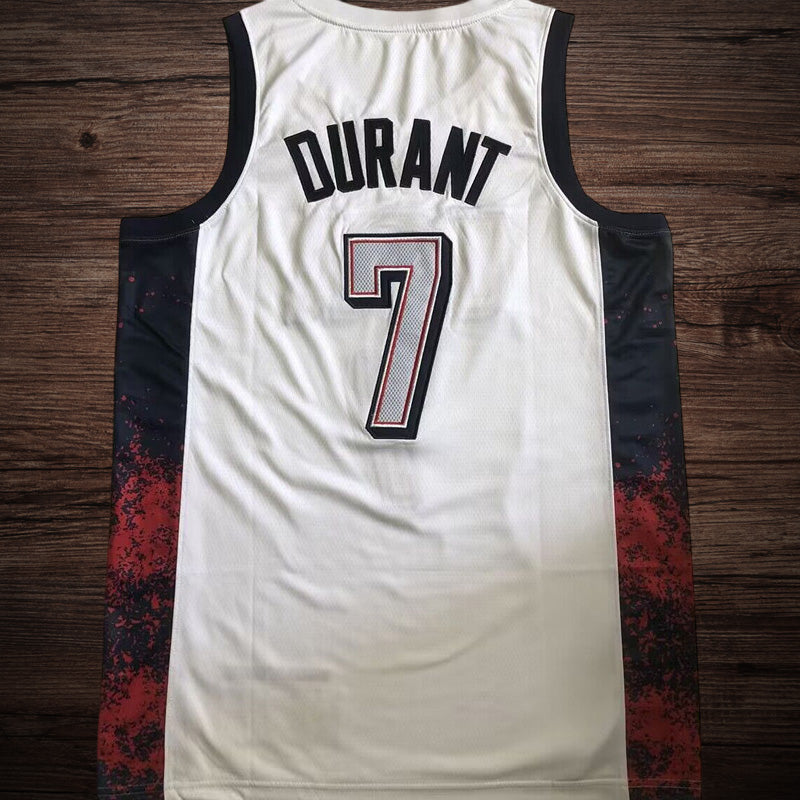 Men’s 2024 Olympics Team USA #7 Durant White Jersey