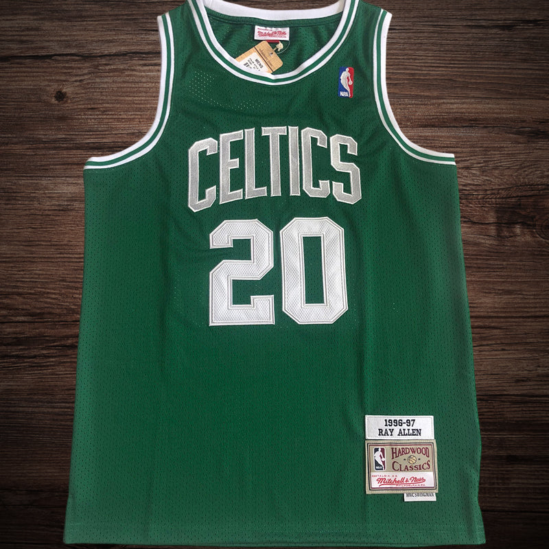 Men’s Boston Celtics 1996-97 #20 Ray Allen Jersey Green All Stitched